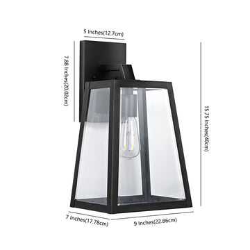 Pasadena 9" Iron/Glass Modern Industrial Angled LED Outdoor Lantern - JONATHAN Y